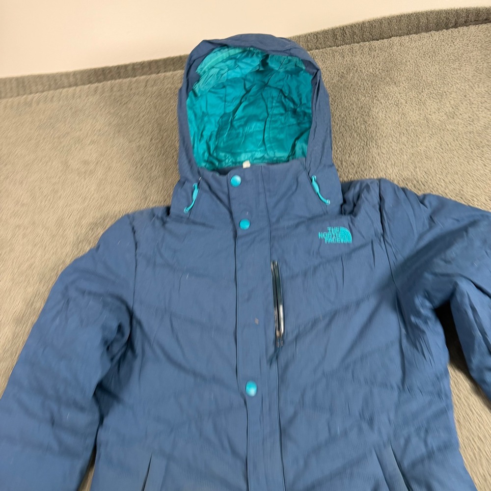The North Face Womens 600 Fill Down Hooded Parka Jacket Blue Small 8985
